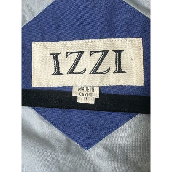 Izzi Vintage Women's Cotton Blend Rain Coat Detachable Hood Navy Blue Size S - Picture 2 of 5